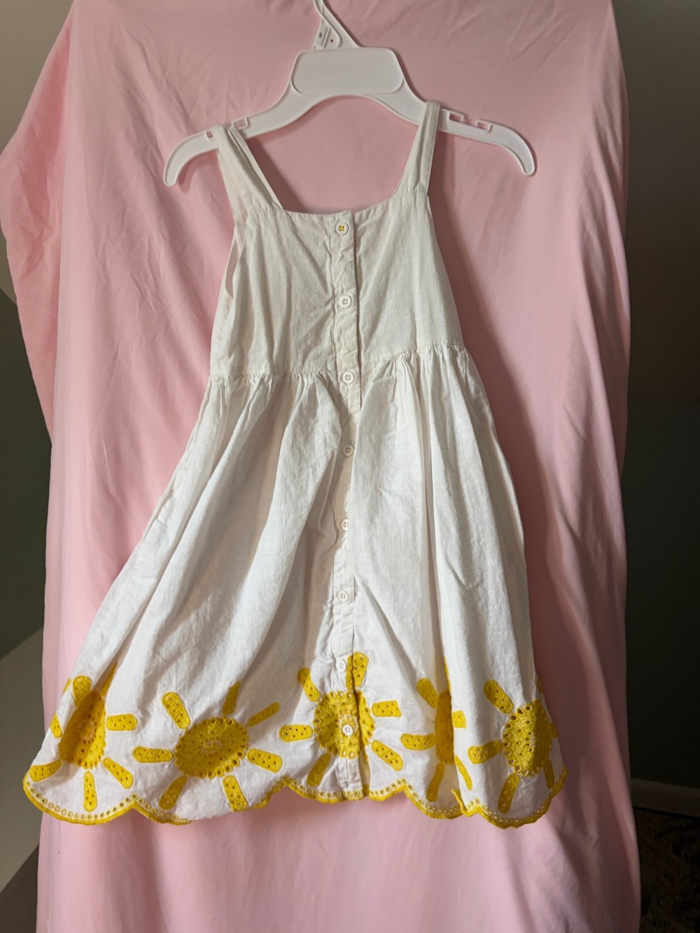 Boden Girls White Sundress with Yellow Sun Trim 5/6Y